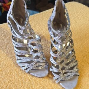 Alfani Silver Glitter Strappy Heels